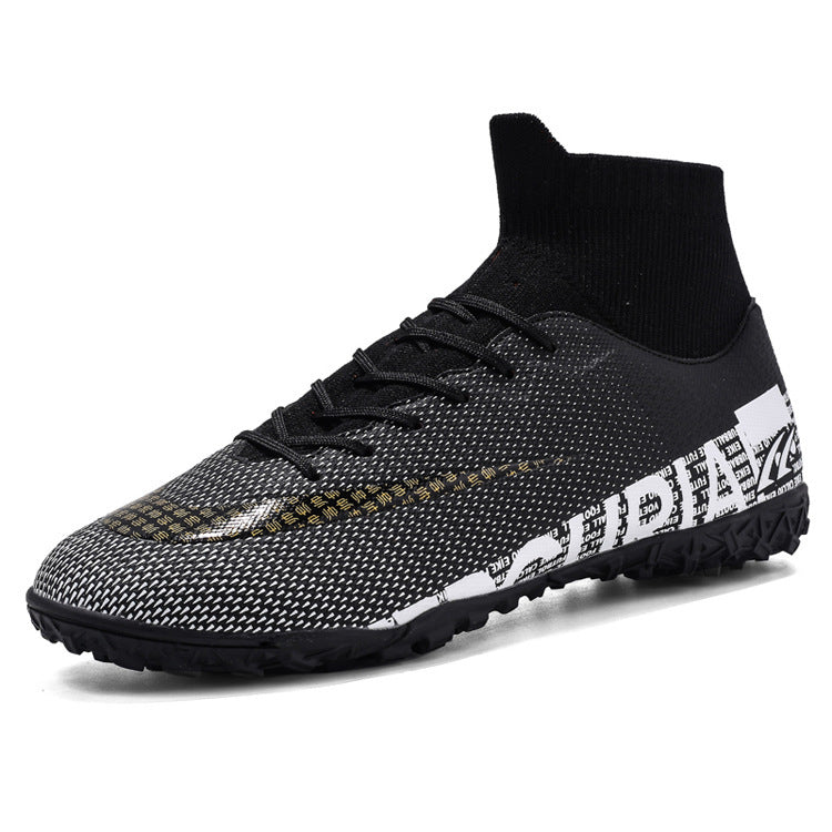 Men Soccer Shoes High Ankle Football Boots Cleats Grass Training
