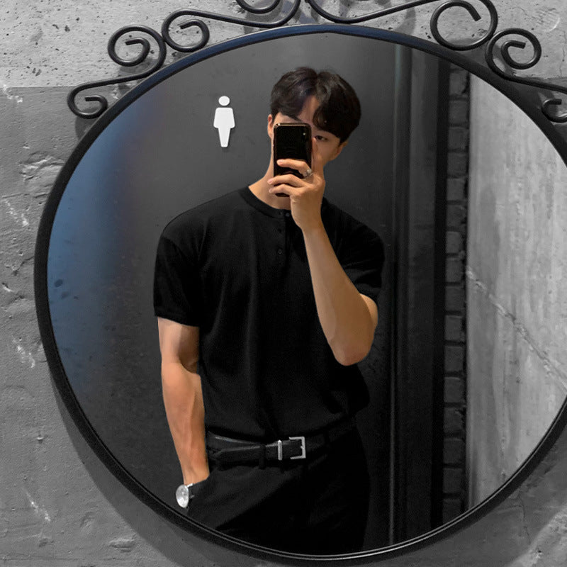 Slim Fit Half Sleeve Top Ice Silk Knit Bottoming Shirt