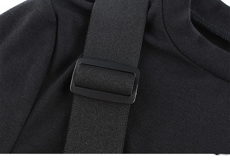 Decorative Triangle Button Short T-shirt Top For Women