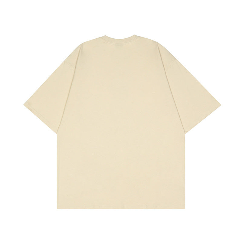 Street Ins Style Hound Print High Street Retro Washed Distressed Loose Hip Hop Short Sleeves