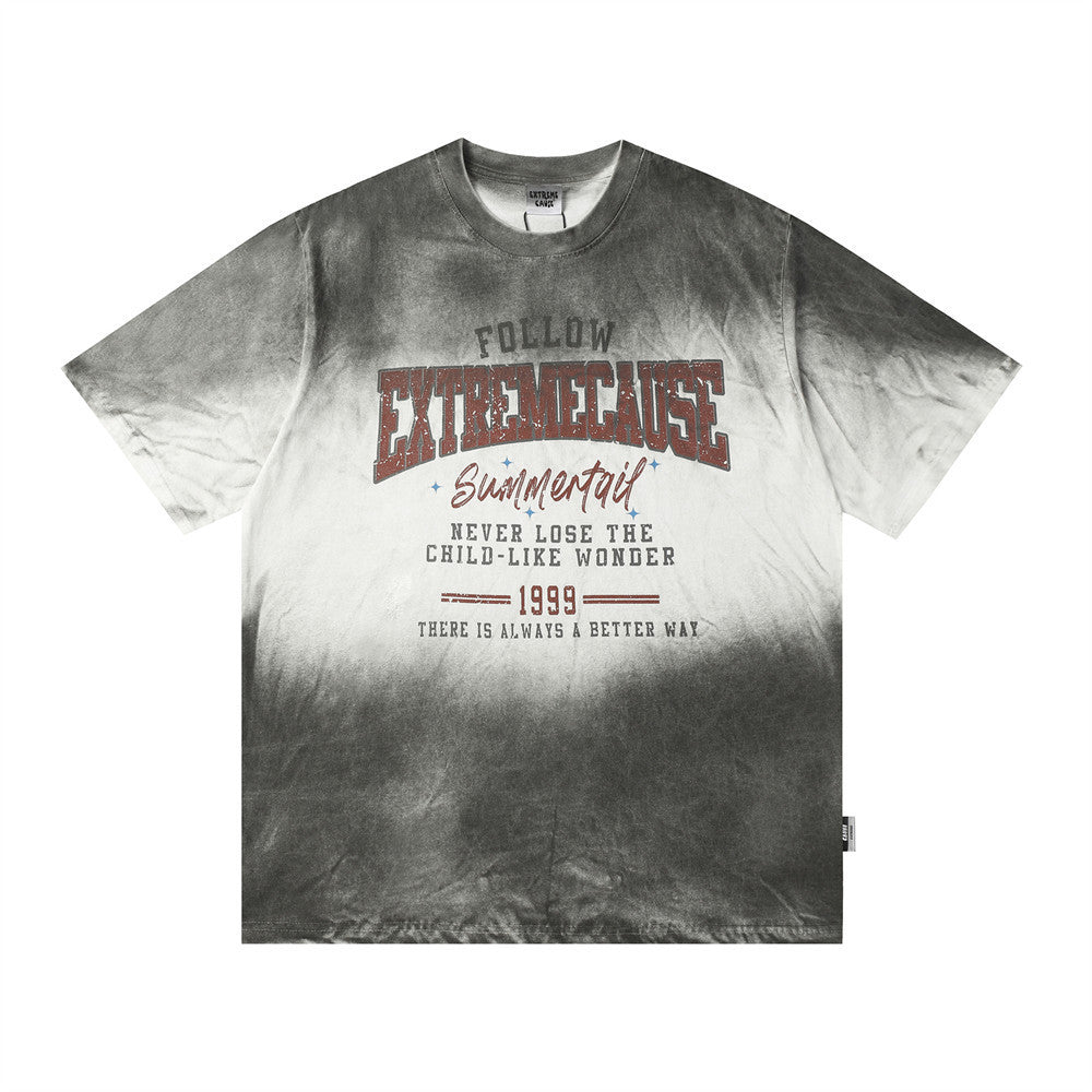 Tie-dye Gradient Short-sleeved T-shirt Men's Hip Hop