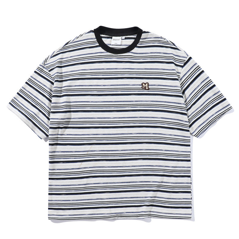 Men's Striped Loose Artistic Youth Fresh T-shirt