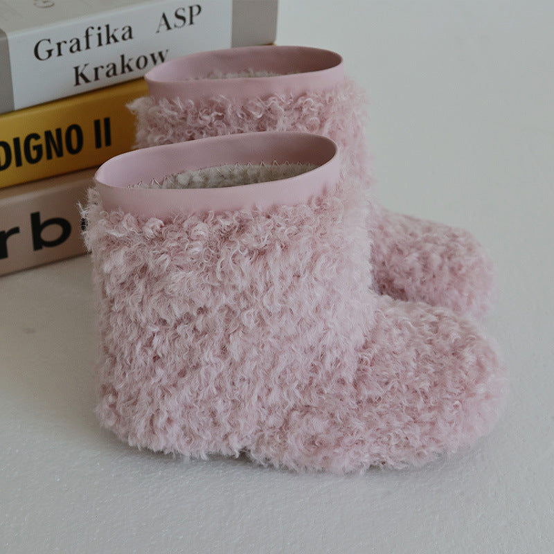New Casual Winter Girls Thermal Soft Soled Sleeve Fur Booties