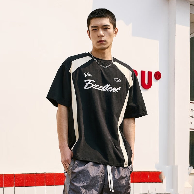 Basketball Sports Knitted American Round Neck T-shirt