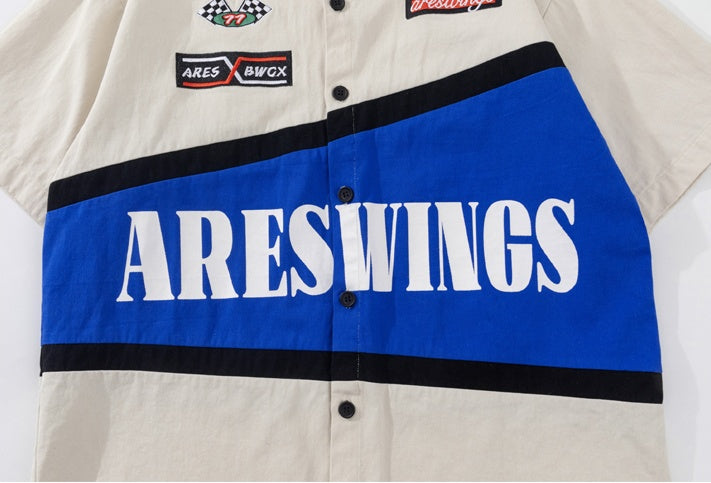 American Vintage Embroidered Heavy Bike Short Sleeve Shirt