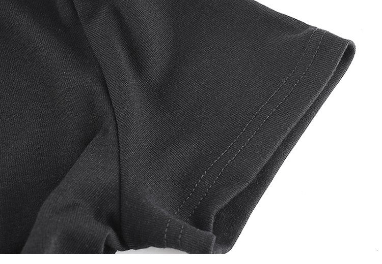 Decorative Triangle Button Short T-shirt Top For Women