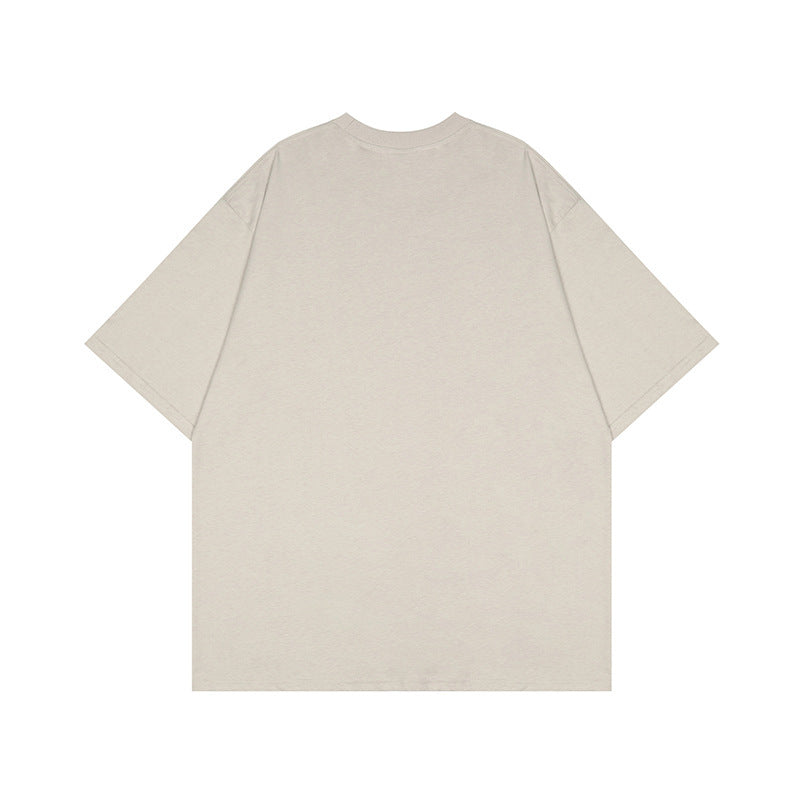 Street Ins Style Hound Print High Street Retro Washed Distressed Loose Hip Hop Short Sleeves