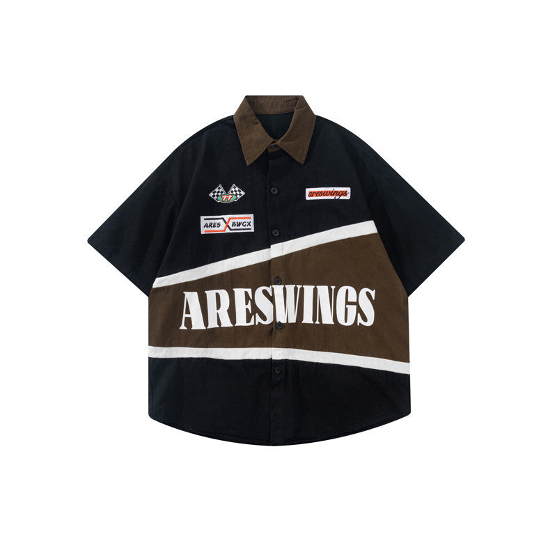 American Vintage Embroidered Heavy Bike Short Sleeve Shirt