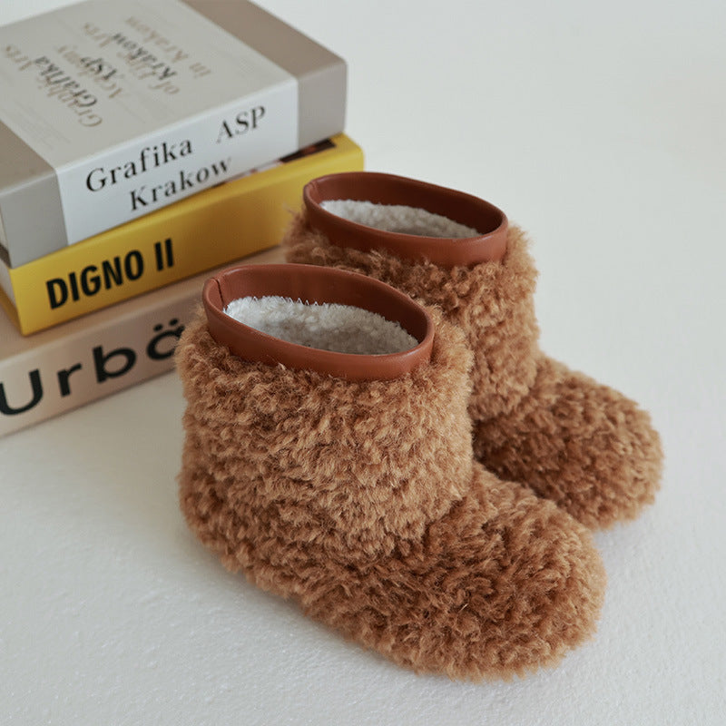 New Casual Winter Girls Thermal Soft Soled Sleeve Fur Booties