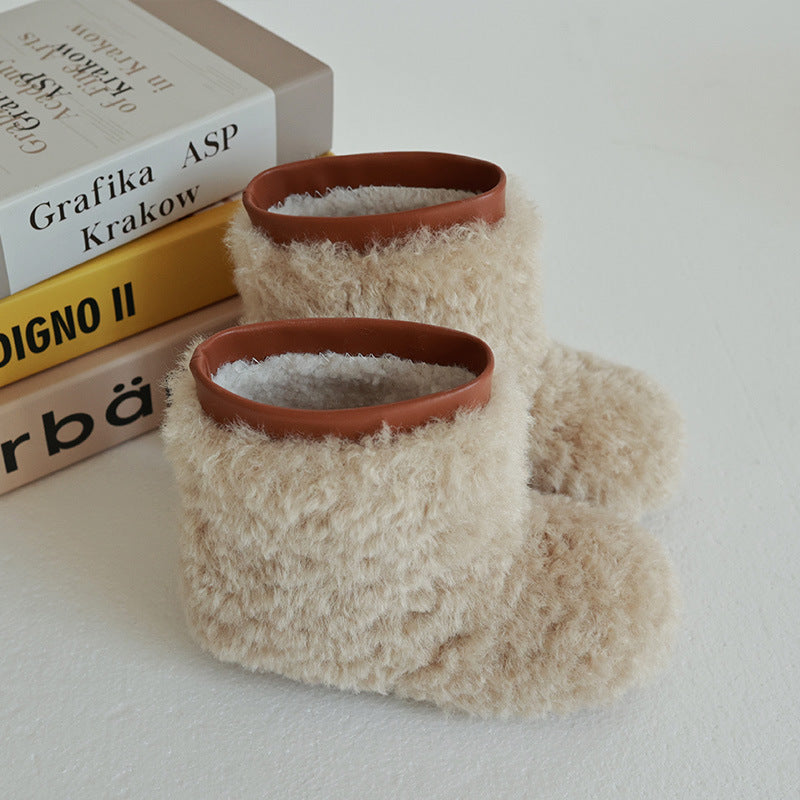 New Casual Winter Girls Thermal Soft Soled Sleeve Fur Booties