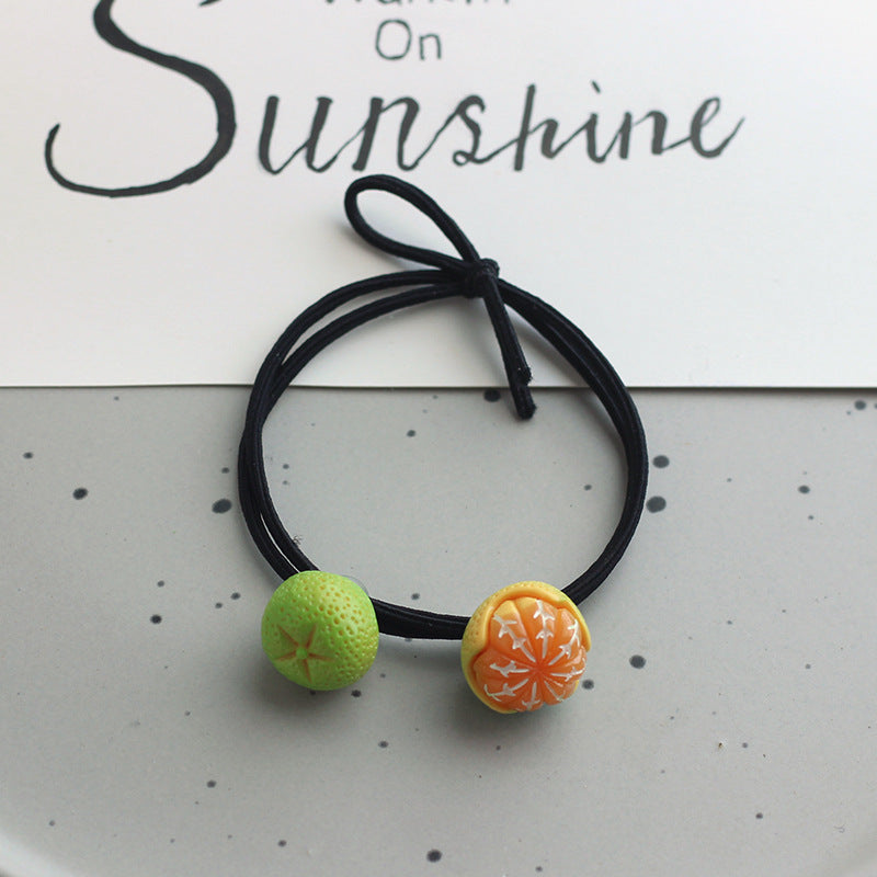 Double Orange Hair Band Bracelet Super Cute Emulational Fruit Head Rope