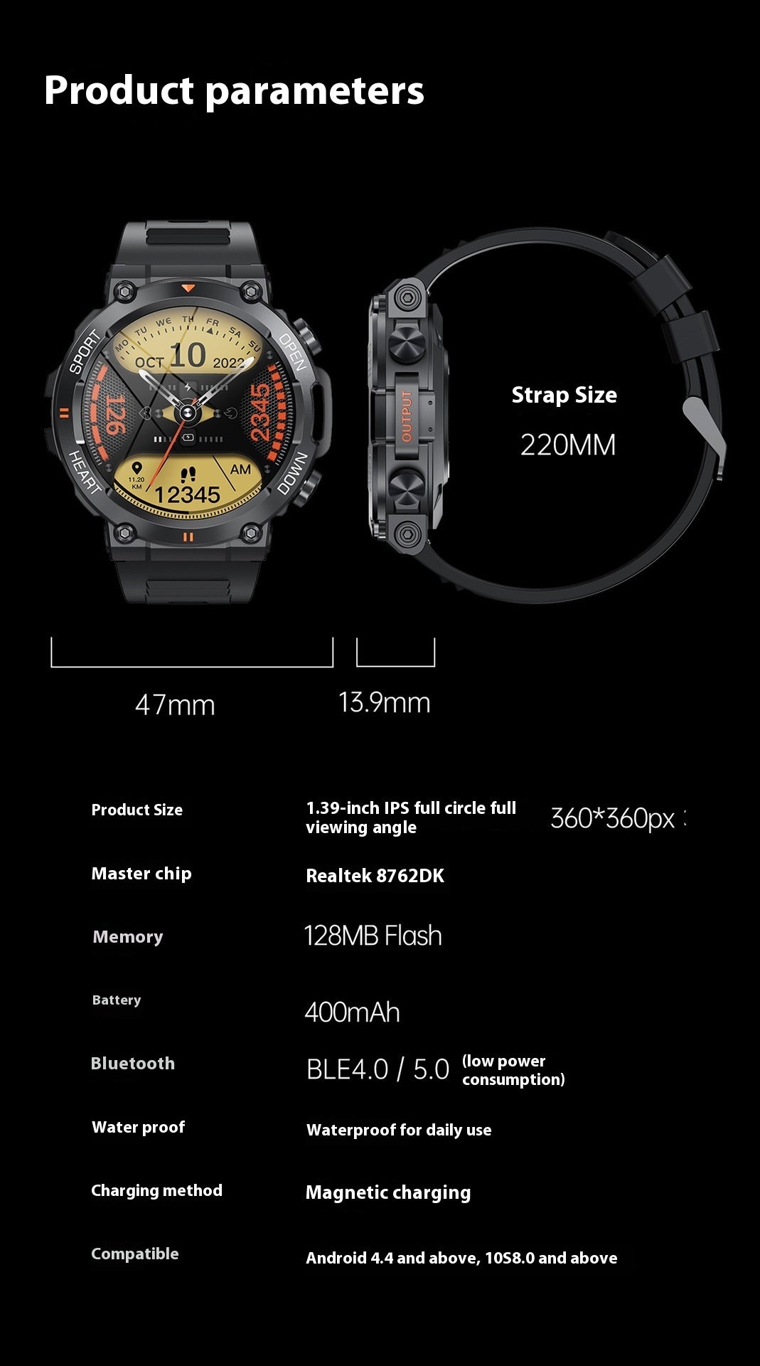 Comprehensive Health Smart Watch - Heart Rate, Blood Pressure, and More