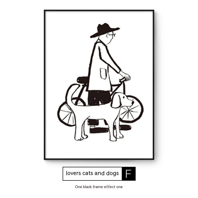 Cat And Dog Abstract Style Decorative Painting Interesting Art Style