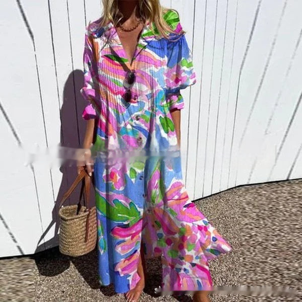 European And American Ladies Casual Printing Temperament Commute Dress