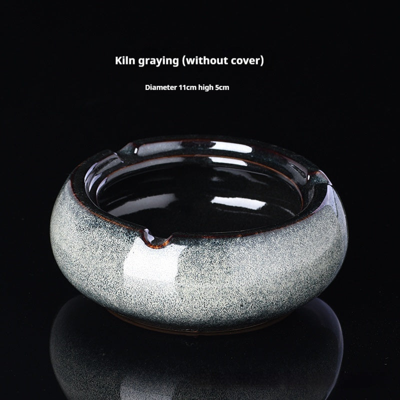 Ge Kiln Ceramics Ashtray Simple Windproof Anti-fly With Cover