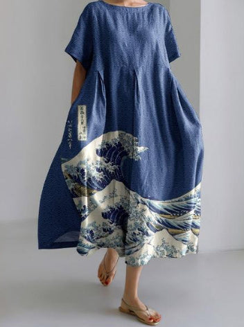 New 3d Printing Summer Urban Leisure Loose Dress Women