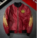 Wing embroidery leather baseball uniform