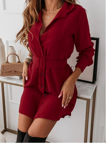 Long-sleeved Lapel Dress
