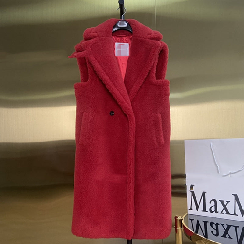 Women's Fur Long Profile Vest Jacket