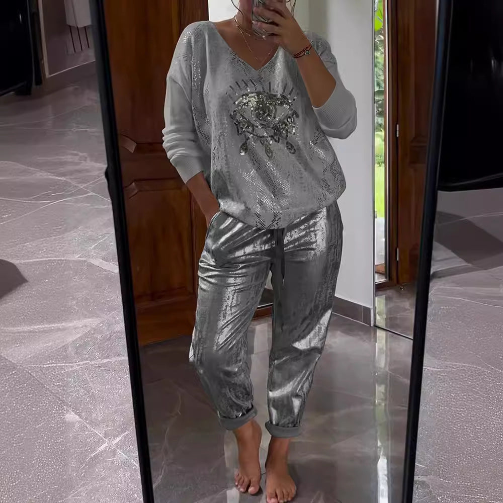 Evil Eye Bronzing Top And Trousers Suit