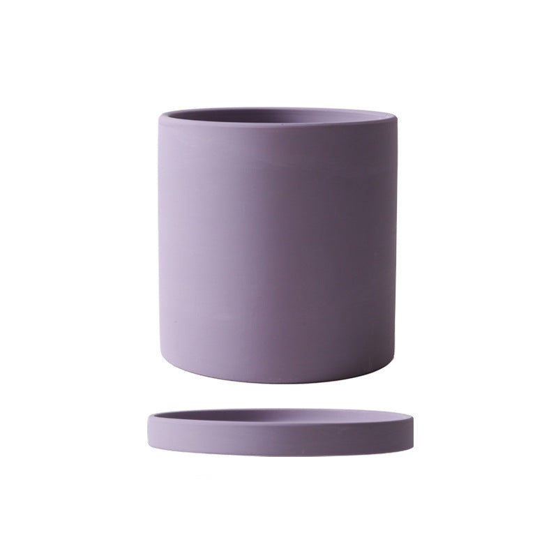 Ceramic Flowerpot With Straight Tube And Tray