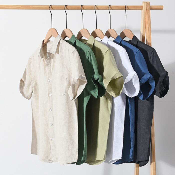 Men's Summer Short Sleeve Pure Linen Shirt