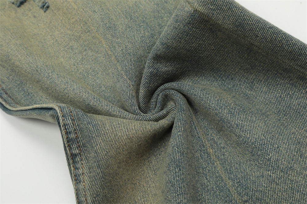 Heavy Industry Washing Hole Denim Trousers Men
