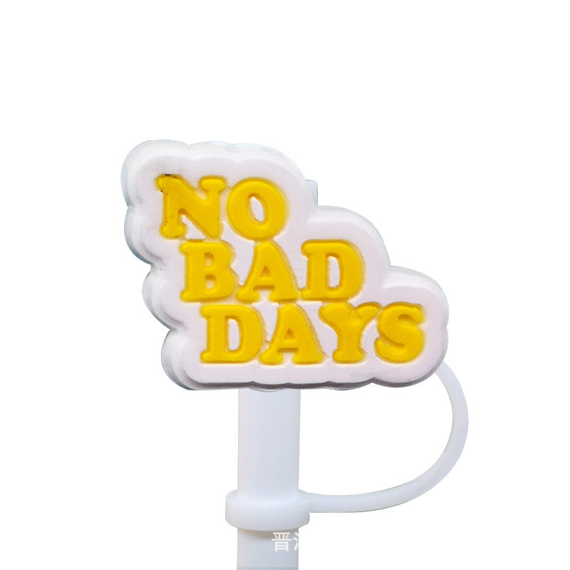 Straw Mouthpiece Silicone Dust Plug Decorative Buckle Clip Personalized Letter Label