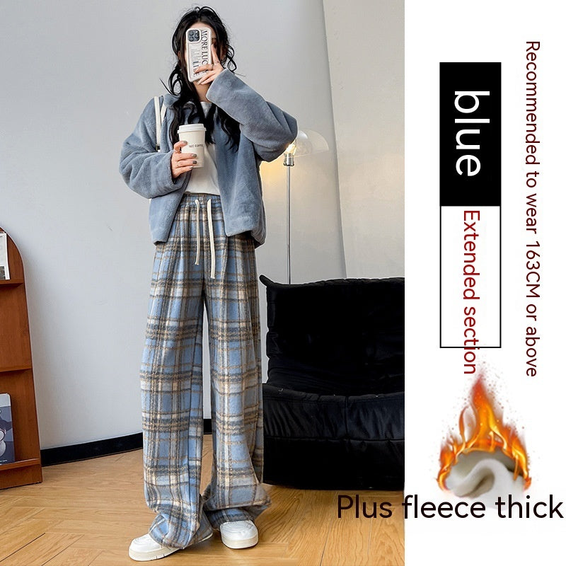 Retro Christmas Plaid Pants Women's High Waist Drooping