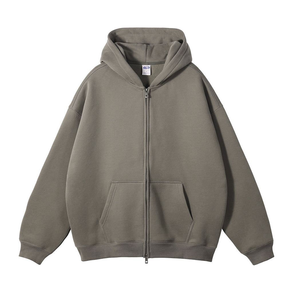 Men's Fleece-lined Thickened Double-headed Zipper Hooded Sweater