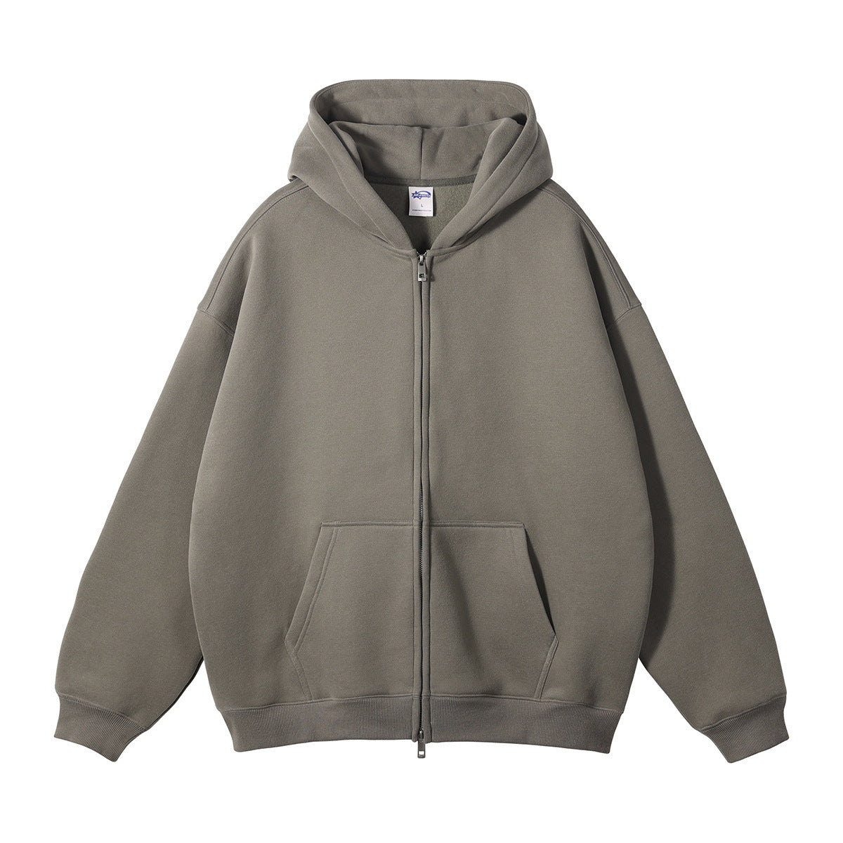 Men's Fleece-lined Thickened Double-headed Zipper Hooded Sweater