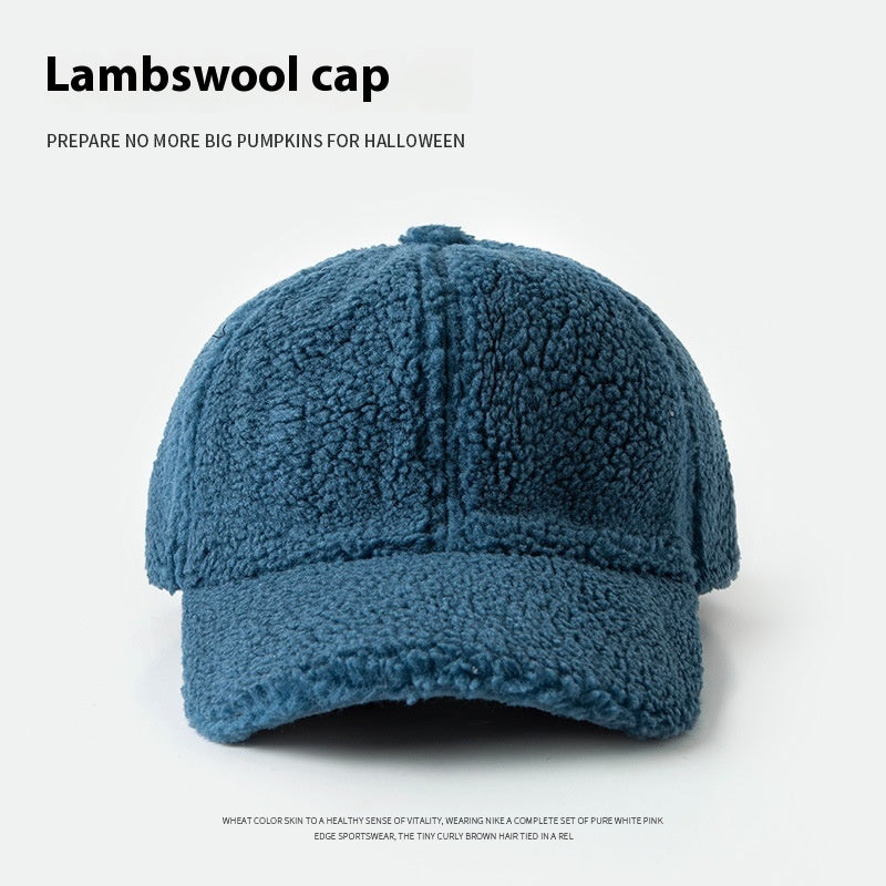 Lamb Wool Hat For Women Plush Peak Cap