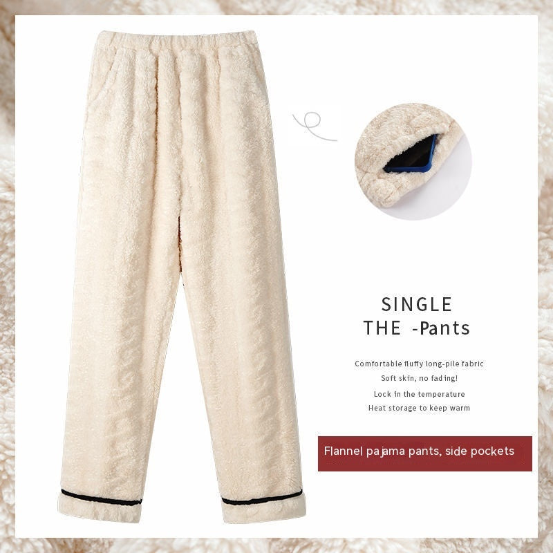 Women's Flannel Thickened Warm Home Pants