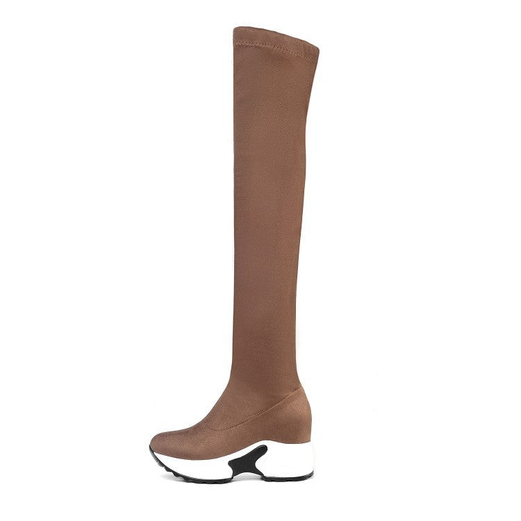 Fashion Women's Thick-soled Stretch Boots With Thin Legs