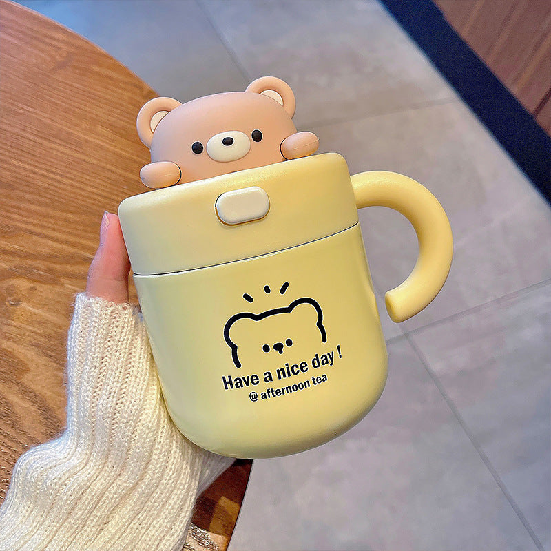Bear Mug With Lid Household Thermal Insulated Bottle