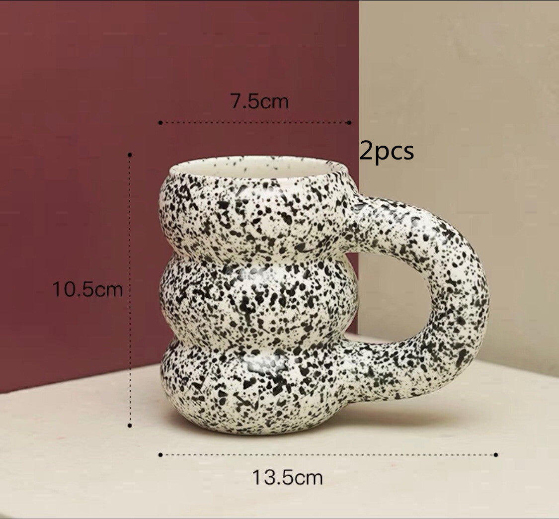 Net Red Water Cup Ceramic Mug Nordic Ins Wind Tire Mug Thick Handle High-Value Mark Mug Home