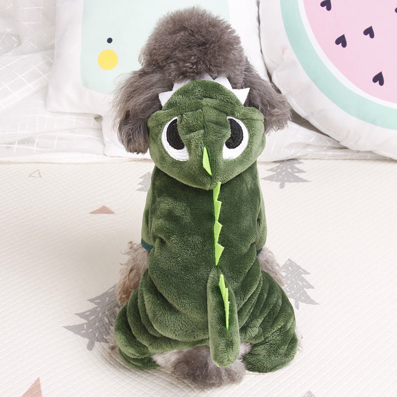 Pet Clothing Thickened Warmth Dinosaur Transform