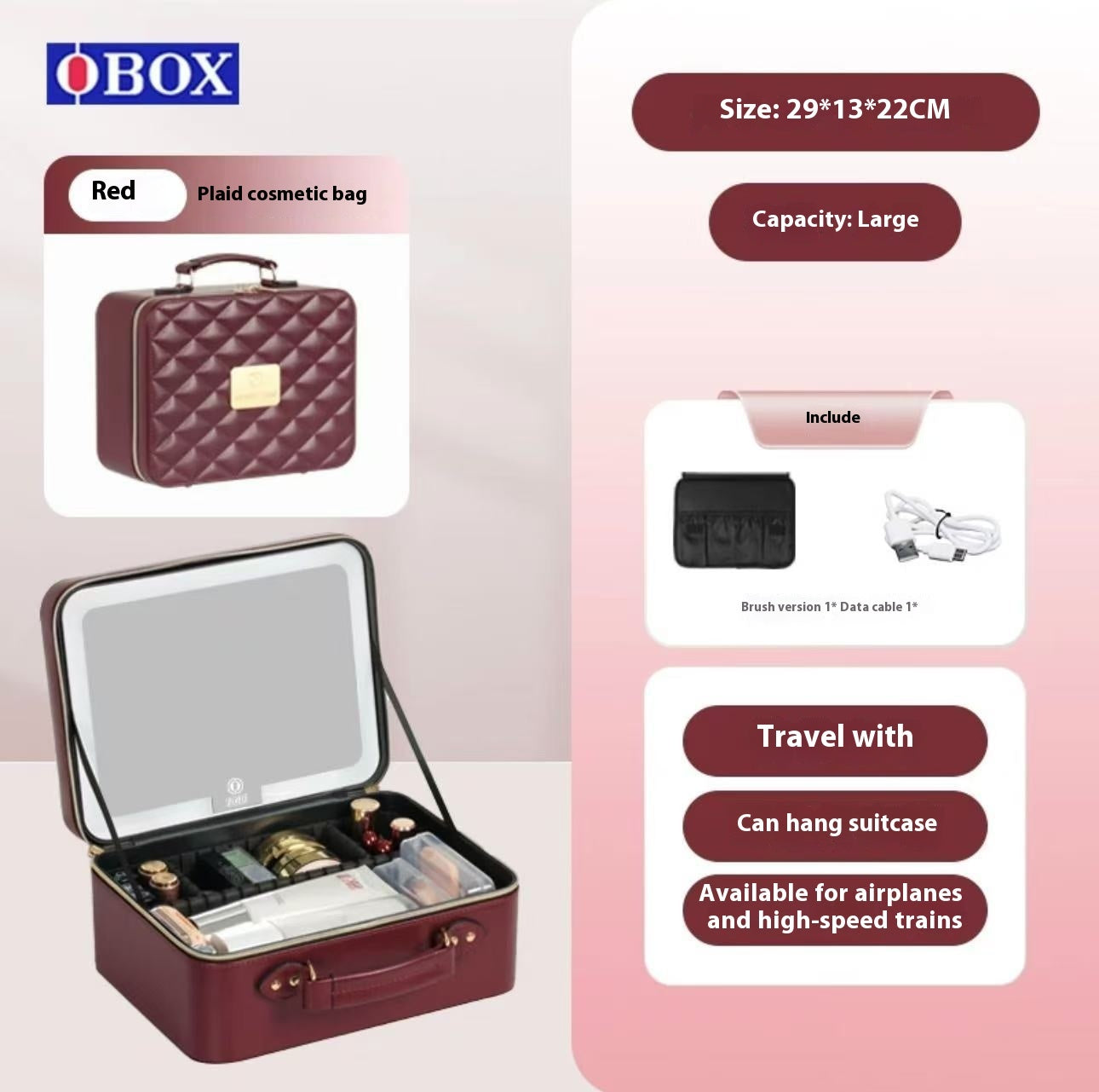 Large Capacity High-end Three Color Illuminated Makeup Box
