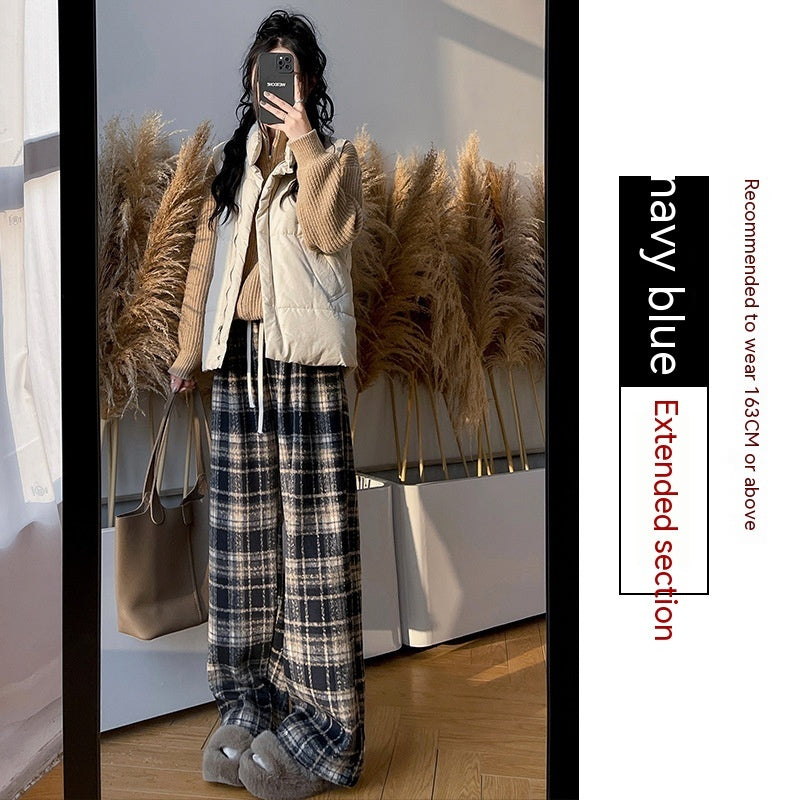 Retro Christmas Plaid Pants Women's High Waist Drooping