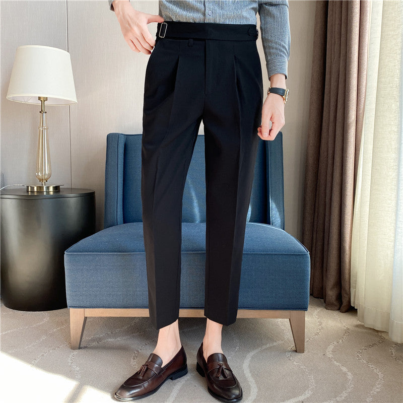 Men's Italian Striped Casual High Waist Business Casual Pants
