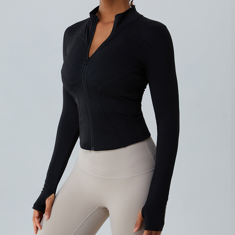 Women's New Fleece-lined Yoga Exercise Jacket Long-sleeved Yoga Clothing Top