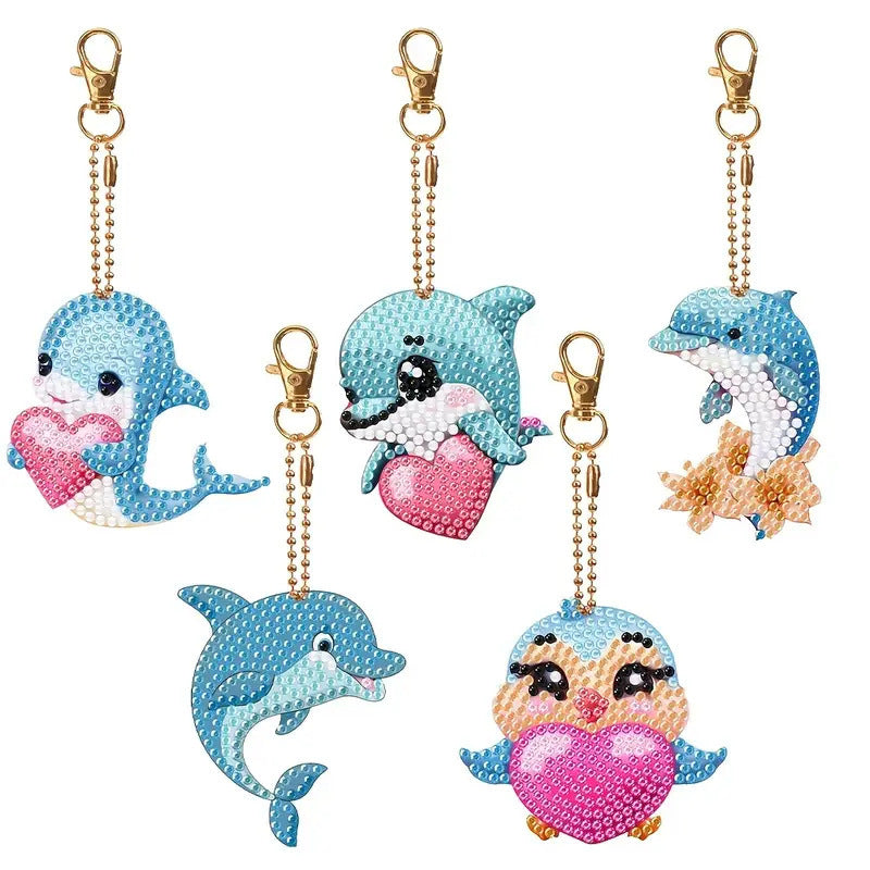 Fashion Dolphin Diamond Painting Keychain