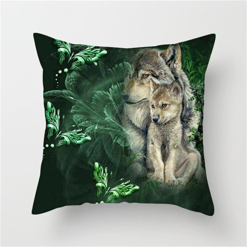 Home Decoration Without Pillow Core 3D Fluorescent Wolf Polyester Pillowcase