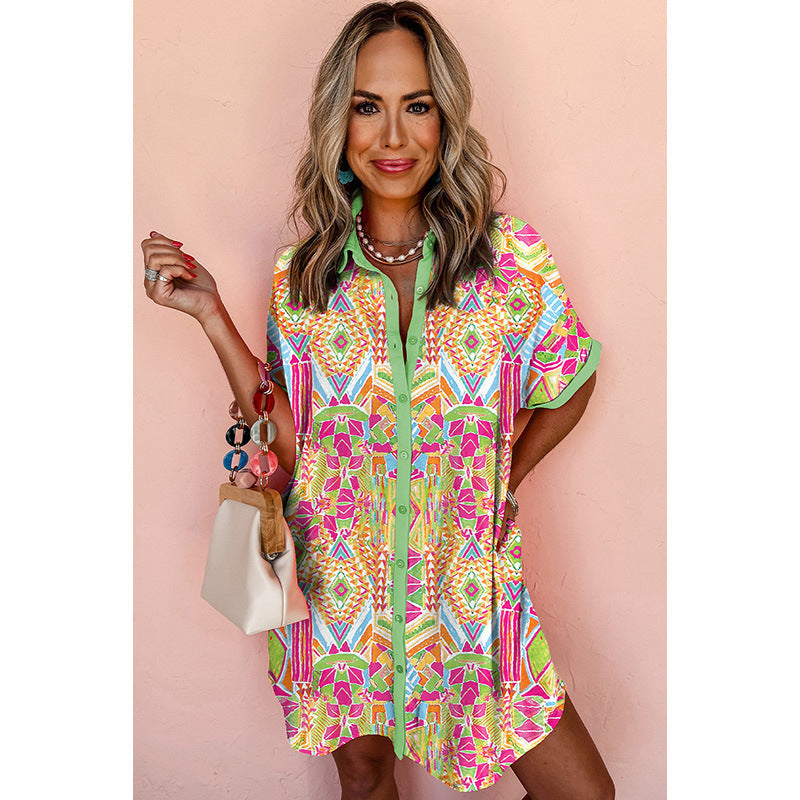 Fashion Geometry Pattern Printed Dress Women