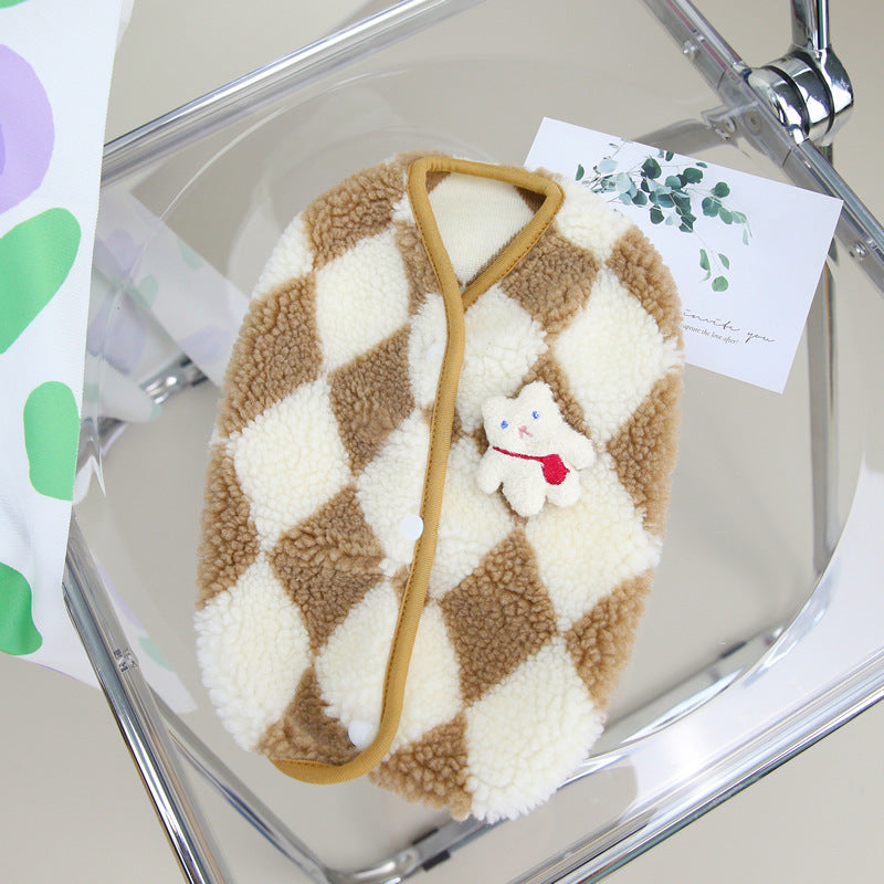 Pet Diamond Lattice Velvet Coat