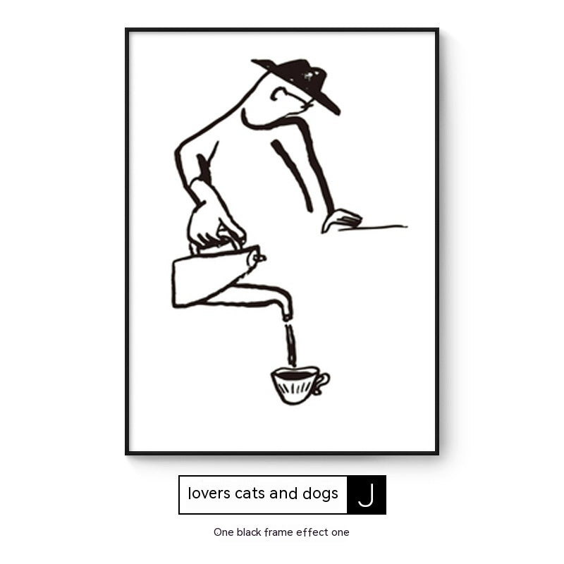 Cat And Dog Abstract Style Decorative Painting Interesting Art Style