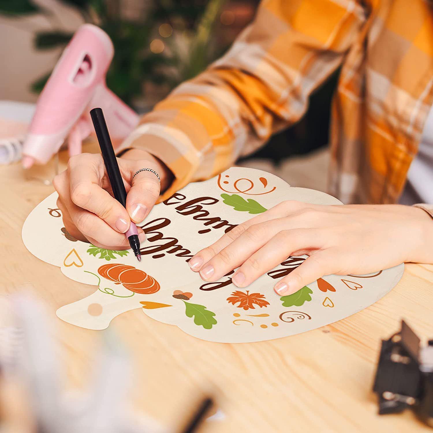 Pumpkin Wood Piece Gift Tag Home Party Decoration