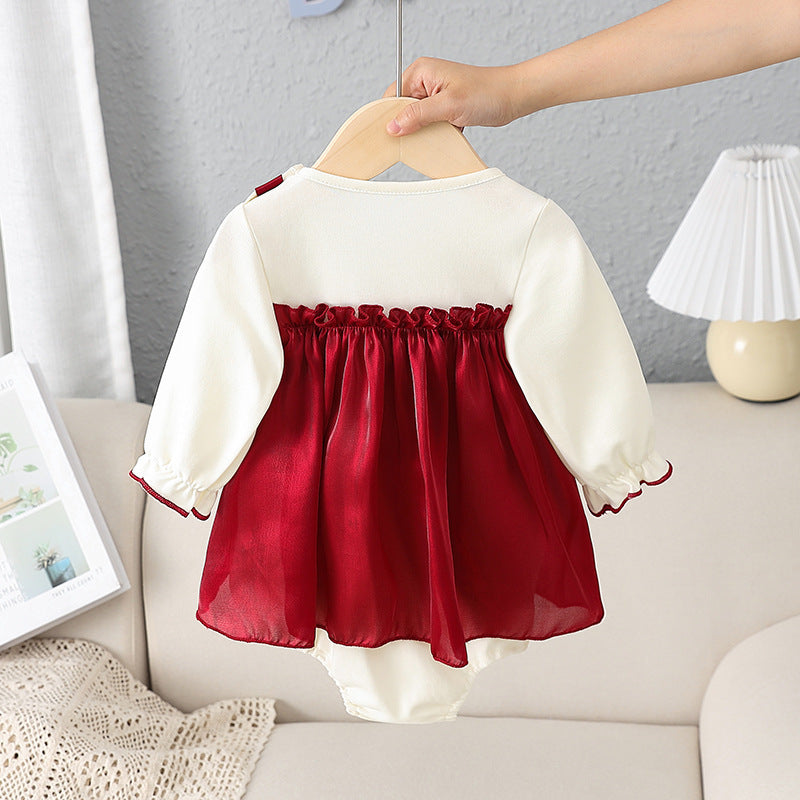 Baby Jumpsuit Bow Baby Long-sleeved Triangle Romper Romper