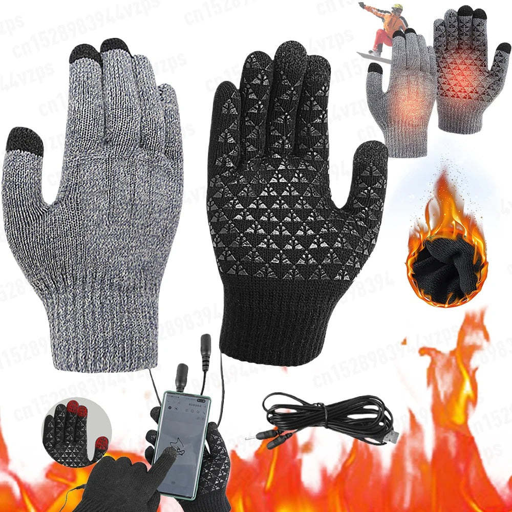USB Heating Electric Heating Gloves Thermal Thickened Knitting