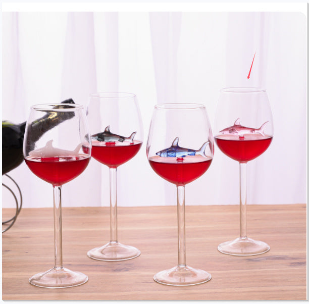 Creative Transparent Glass Funny Shark Red Wine Glass